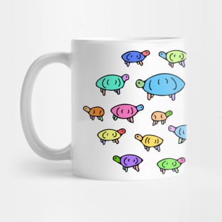 Colorful Turtle Pattern, Cute Illustrated Turtles Mug